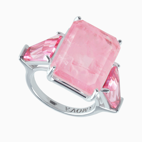 Серебряное кольцо с розовым кварцем