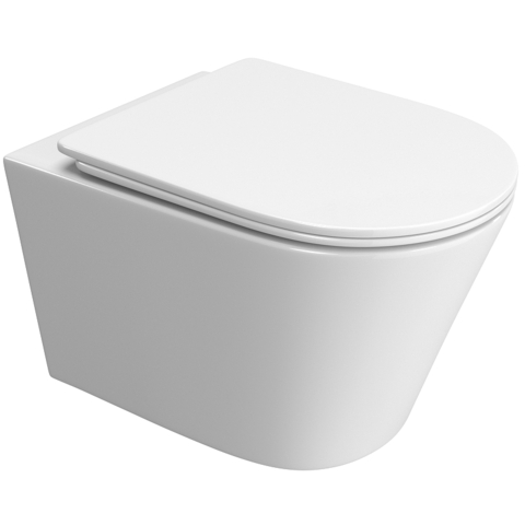 BelBagno BB5180CH-TOR/SC TRE-TOR Унитаз подвесной, безободковый, с системой смыва "Торнадо", с сиденьем soft close, BB5180CH-TOR/SC
