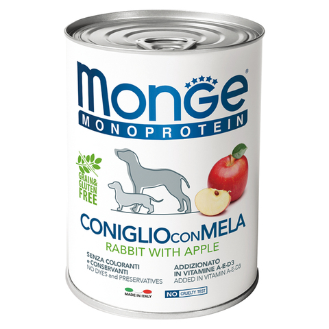 Monge Dog Monoprotein Fruits консервы для собак паштет из кролика с яблоком 400г