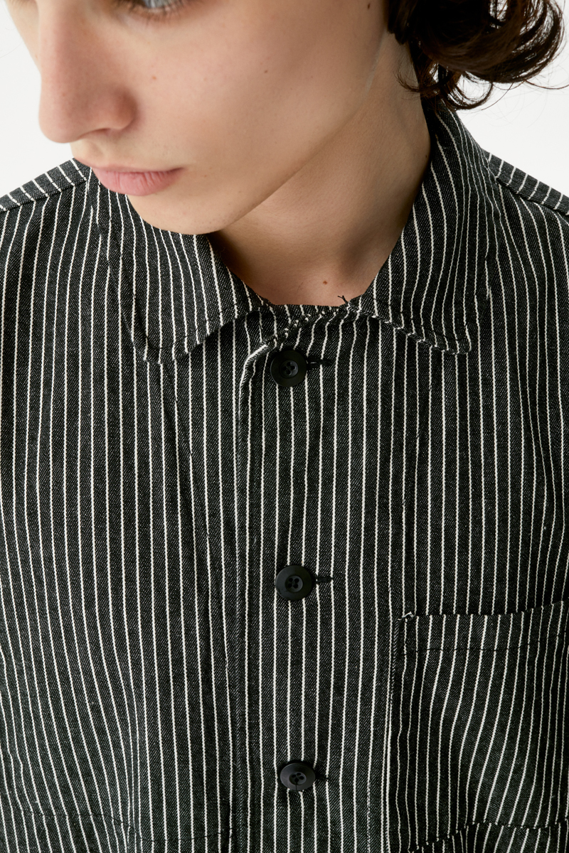 Черный хлопковый костюм в полоску Normie