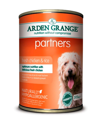 Arden Grange Partners консервы для собак с Курицей и рисом 395 г