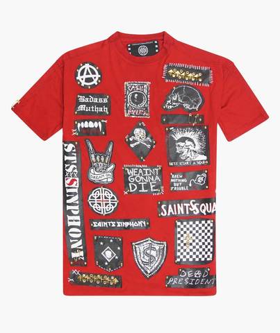 The Saints Sinphony | Футболка мужская PUNK PATCHES RED TEE TS3053 перед