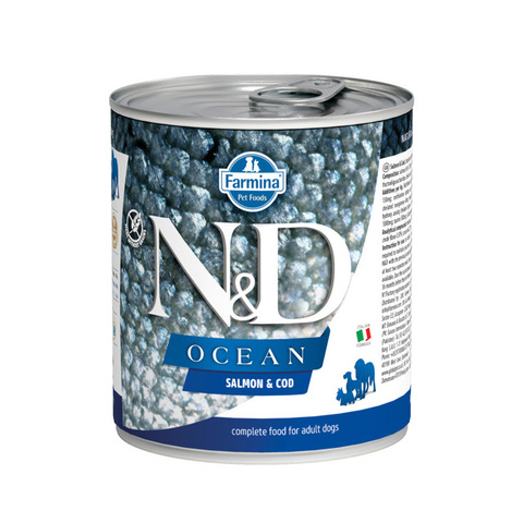 Влажный корм N&D DOG OCEAN SALMON&COD с лососем и треской для взрослых собак, 285 г
