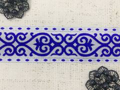 Тесьма жаккард, ш. 5 см, электрик с серебром