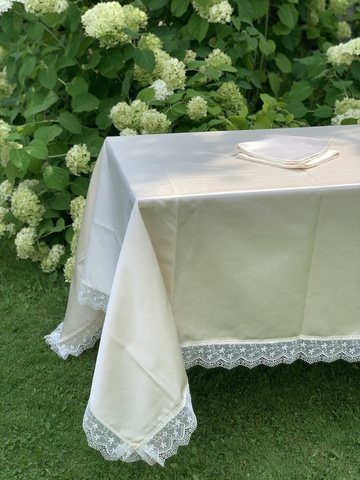 Скатерть 180х270 и 12 салфеток Tieffe Rebecca светло-бежевые