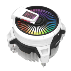 Кулер для CPU Alseye W90, 1х92мм, 900-3000rpm, 4-pin, Al+Cu, серебристый-черный-белый/ARGB, 52.5CFM, 28.3дБ, TDP 90Вт, LCD-дисплей, INTEL 1700/1200/115x, AMD не поддерживается (AS.01.08.0001)