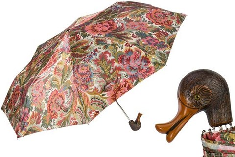 Зонт женский складной Pasotti - Flowered Folding Umbrella with Duck, Италия.