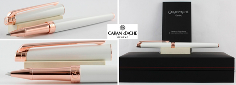 Ручка-роллер Caran d'Ache Leman Slim White Lacquer Rose Gold (4771.001)