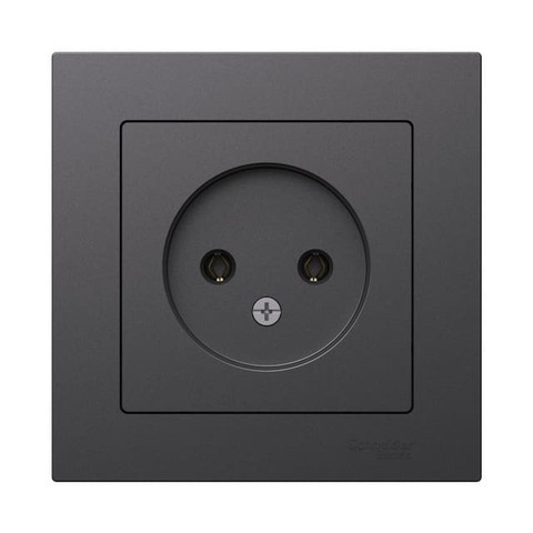 Розетка без заземления, 16А, в сборе. Цвет Базальт. Schneider Electric AtlasDesign. ATN001440