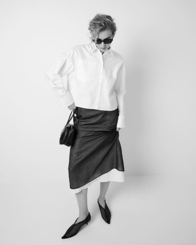 Юбка миди из прозрачного хлопка Брунелло Кучинелли в полоску черный