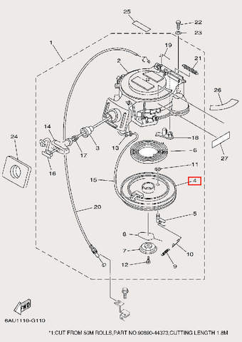 Барабан заводной для лодочного мотора F9,9 Sea-PRO