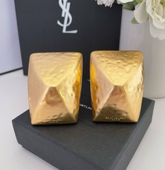 27061-Серьги клипсы крупные прямоугольников из латуни YSL