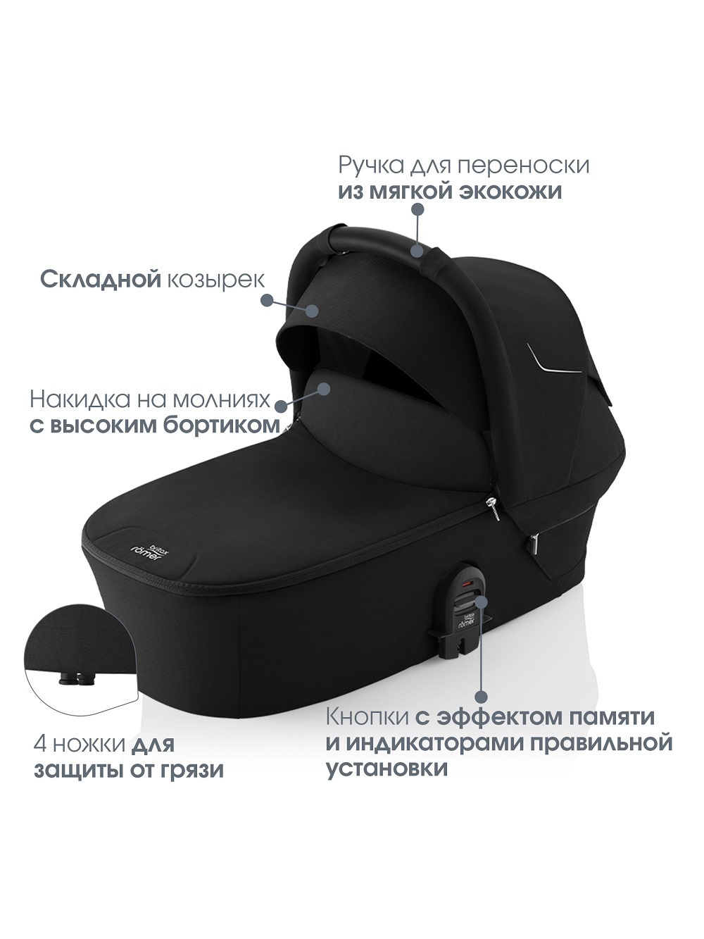 Комплект 3в1 коляска SMILE 5Z LUX|Linen Grey + BABY-SAFE PRO Space Black