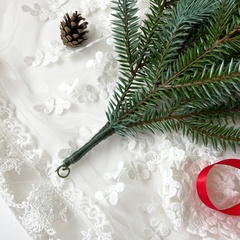 Еловая ветка, искусственная зелень, зимний декор, цвет - под голубую ель, 21 ветка, 73 см, 1 шт.