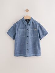 Рубашка с коротким рукавом для мальчика Next AB7-074, Синий