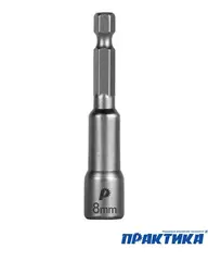 Головка торцевая ПРАКТИКА Профи магнитная 8 х 65 мм с хвостовиком HEX 1/4 (035-134)