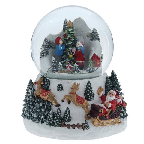 Фигурка декоративная "Рождество" в стекл шаре (свет, муз, вьюга, 3хAA), D 12 см, L15 W13,5 H19 см