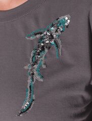 Нарядная футболка с принтом пайетками из премиального хлопка с эластаном  D49.124 (132416)