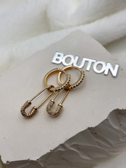 Серьги кольца золотистые с подвесками 