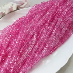 Хрусталь (стекло) граненный, кубик, фуксия, 6 мм, 1 нить, К212