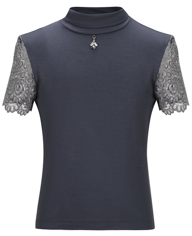 Серая кружевная блузка AMADEO