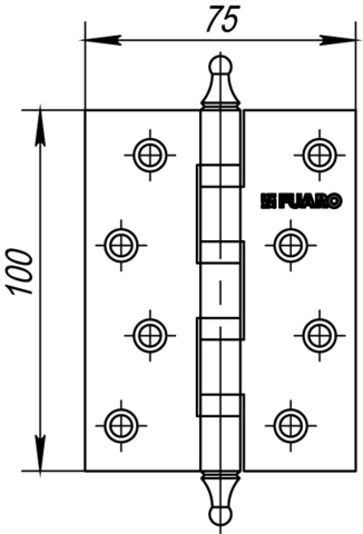 Петля универсальная 4BB/A/BL 100x75x2,5 PN (мат. никель) БЛИСТЕР