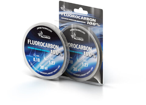 Купить рыболовную леску Allvega FX Fluorocarbon 100% 30м 0.10мм (1,27кг)