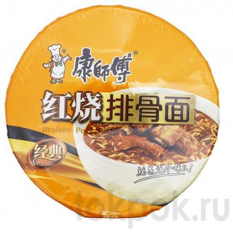 Лапша со вкусом тушенных свинных ребрышек Kang Shi Fu Braised Pork Ribs. 108 гр