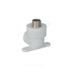 Угольник PP-R комбинированный белый Дн 25х1/2" НР с креплением RTP (РосТурПласт) 15109