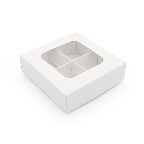 Коробка для 4-х конфет, белый, 100х100х30см, 1шт