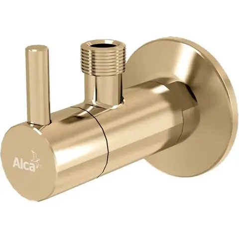 Alcaplast ARV001-G-P Угловой вентиль с фильтром 1/2" 3/8", круглый, GOLD-глянец