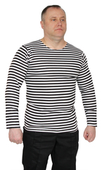 Тельняшка 2-х нитка черная полоса с начесом