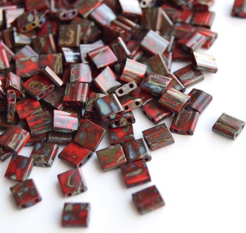 TL-4521 Бисер Миюки тила/Miyuki Tila Opaque Picasso Red