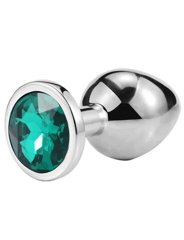 Серебристая анальная пробка iWonder c изумрудным кристаллом - 7,2 см. - iWonder RY-001 Dark Green