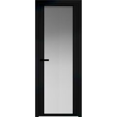 Алюминиевая дверь 2AGP чёрная матовая RAL9005 остеклённая