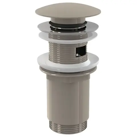 Alcaplast A392-N-P Донный клапан сифона для умывальника CLICK/CLACK 5/4", цельнометаллический с переливом и большой заглушкой, NICKEL-глянец