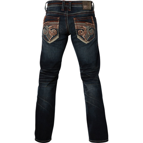 Affliction | Джинсы мужские Ace Fleur Finn Blue 110SS233 темно-синие сзади