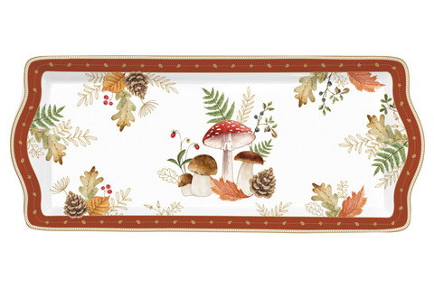 Блюдо 35х15см Easy Life Autumn Breeze Грибы и листья белое