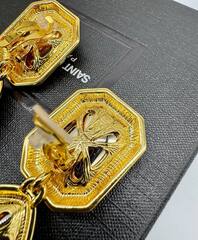 27087 -Серьги YSL из латуни подвесками каплями , вставки жёлтое муранское стекло