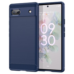 Мягкий гибкий чехол синего цвета в стиле карбон для Google Pixel 6A, серии Carbon от Caseport