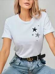 Футболка больших размеров с принтом звёзды