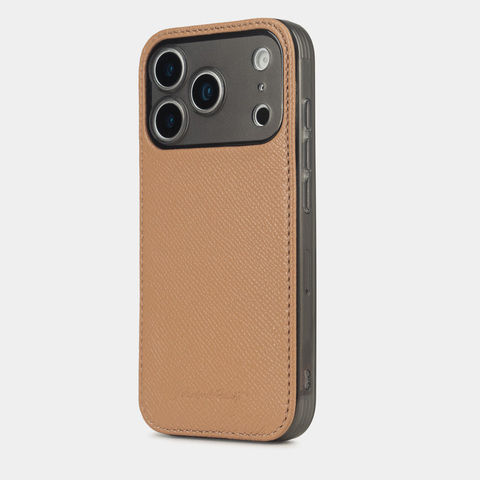 Чехол-накладка для iPhone 17 Pro Max из кожи сафьяно, цвета кэмел