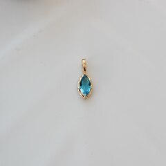 Подвеска Маркиз с ярко-голубым фианитом, 14*5 мм, позолота, П391
