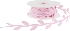 Лента тканевая Изящные листья, Розовый К