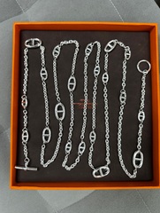 Колье сотуар длинное из неродированного серебра 925 пробы FARANDOL