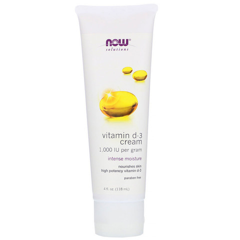 Now Foods, Крем с витамином D3, 1000 МЕ, 118 мл (4 жидк. унции)