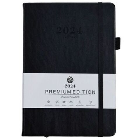 Gündəlik/Ajanda/Ежедневник/Diary Annual Planner 2024 black