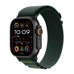 Apple Watch Ultra 2 (2024) 49mm Black Titanium Case with Dark Green Alpine Loop M