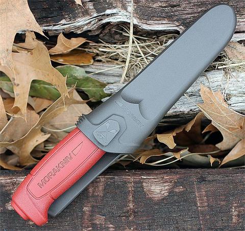 Нож Morakniv Basic 511 стальной разделочный, лезвие: 91 mm, прямая заточка, бордовый (12147)