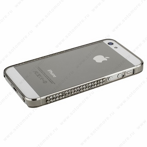 Бампер пластиковый для iPhone SE/ 5s/ 5C/ 5 со стразами серый